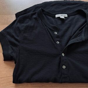 New James Perse Short Sleeve Henley Tee Black